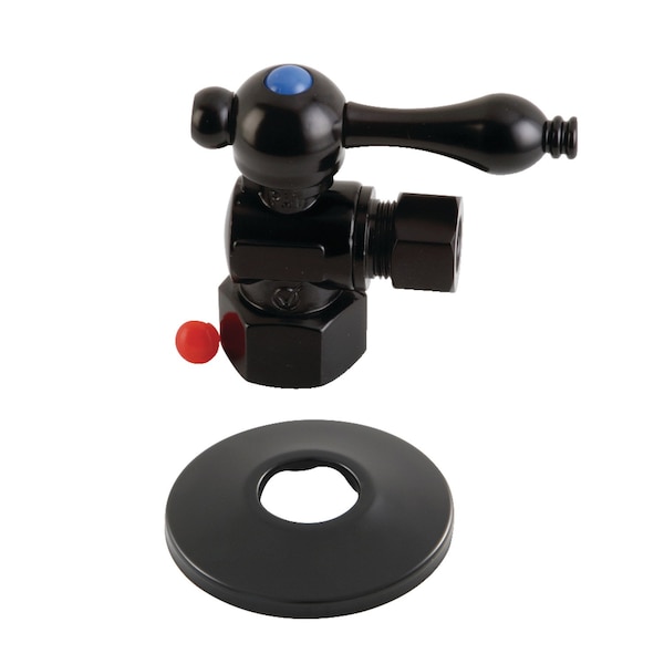 CC43100K Qrtr Turn Valve W/Flange (1/2" FIP X 3/8" OD Compression), Blk